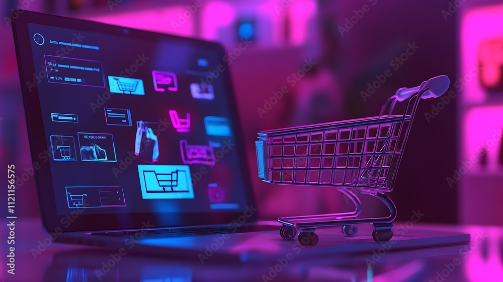Online shopping concept laptop with shopping cart. (1) Online shopping concept laptop with shopping cart. (1)
