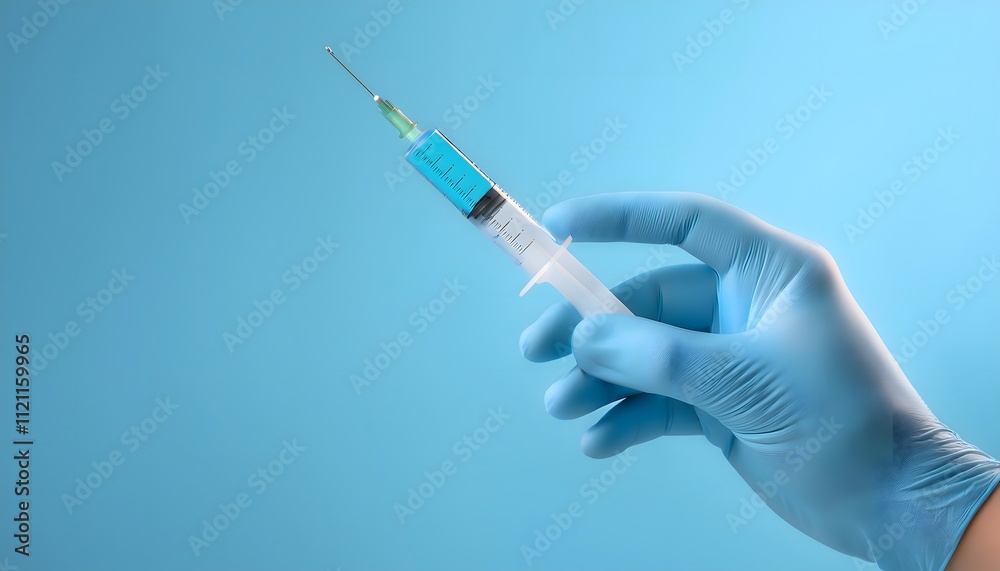 Warning concepts about health and cellular degeneration: Hand holding syringe, pandemic prevention. Warning concepts about health and cellular degeneration: Hand holding syringe, pandemic prevention.