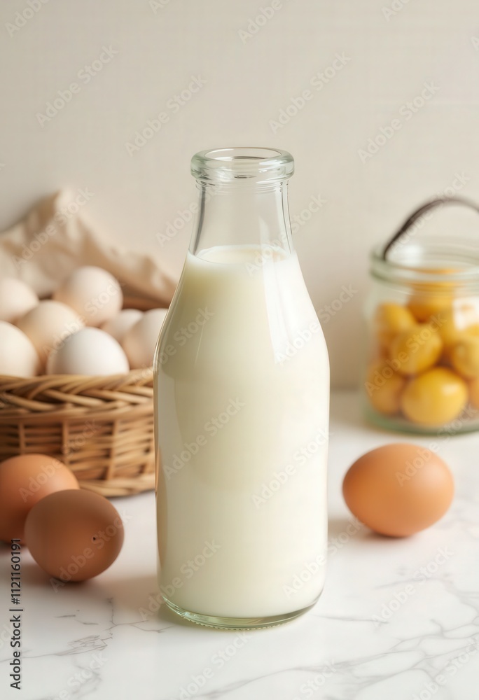 Milk Bottle, Eggs, and Lemons on Marble
Milk Bottle, Eggs, and Lemons on Marble