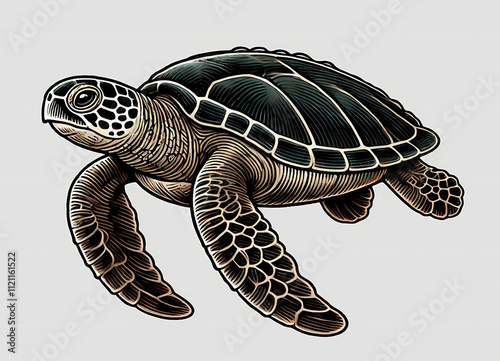  Leatherback Turtle illustration against white background photo