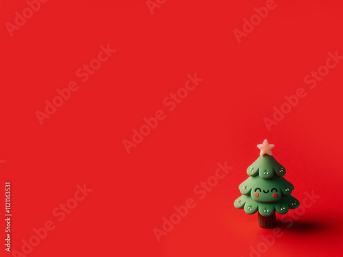 red christmas background with christmas tree