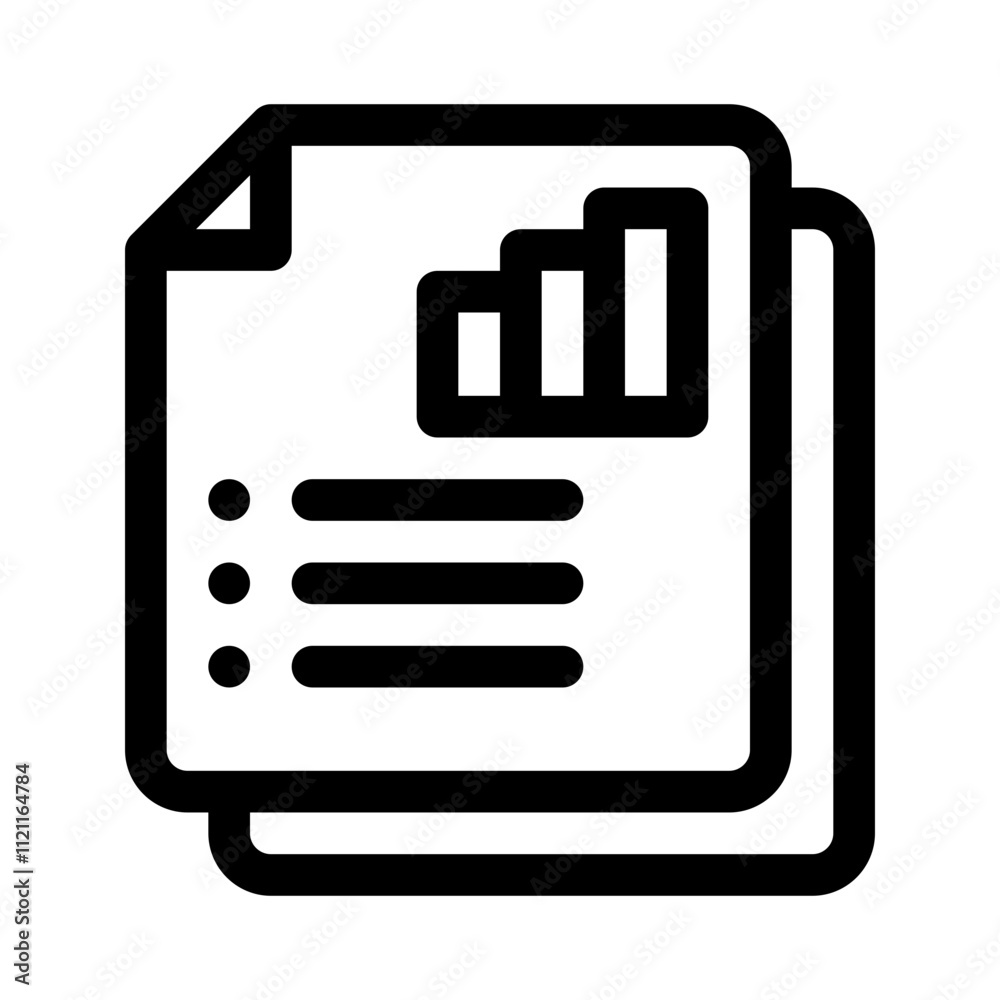 Document with Graph line icon Document with Graph line icon