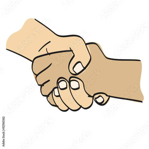 closeup shaking hands illustration vector hand drawn isolated on white background