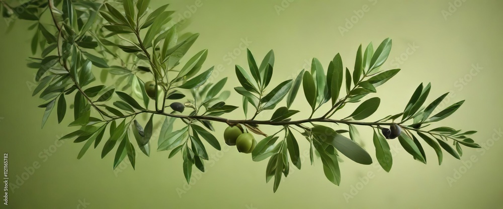 Green leaves forming an olive branch shape with intricate details on a soothing green background, form, nature, tree Green leaves forming an olive branch shape with intricate details on a soothing green background, form, nature, tree