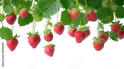strawberries  on a branch  Isolated on Transparent Background