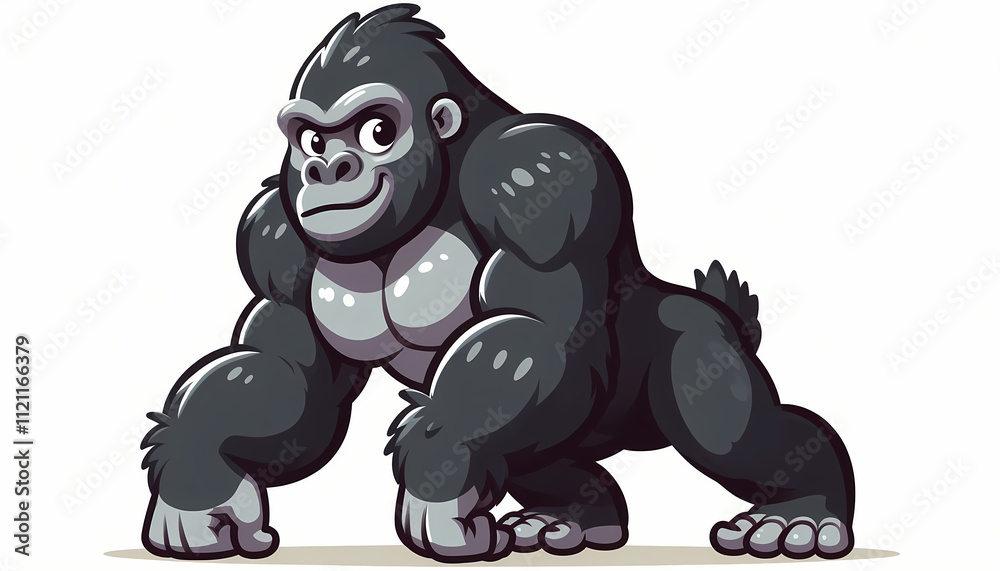 Fototapeta premium Mountain Gorilla illustration against white background