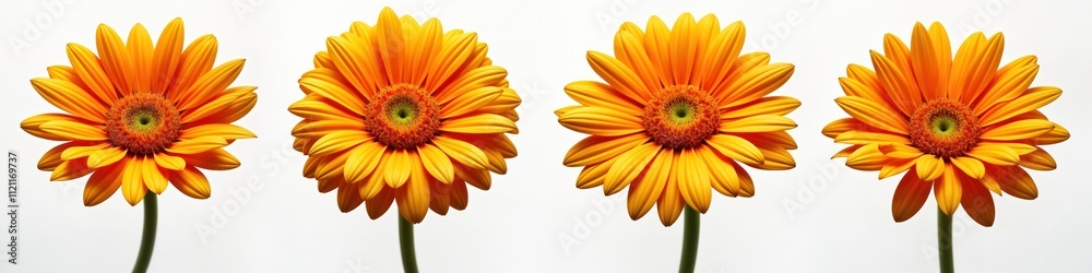 Bright orange gerbera daisies isolated against white background. Close-up view detailed flower petals, vibrant colors. Ideal for spring floral designs. Great for representing beauty in nature. Bright orange gerbera daisies isolated against white background. Close-up view detailed flower petals, vibrant colors. Ideal for spring floral designs. Great for representing beauty in nature.