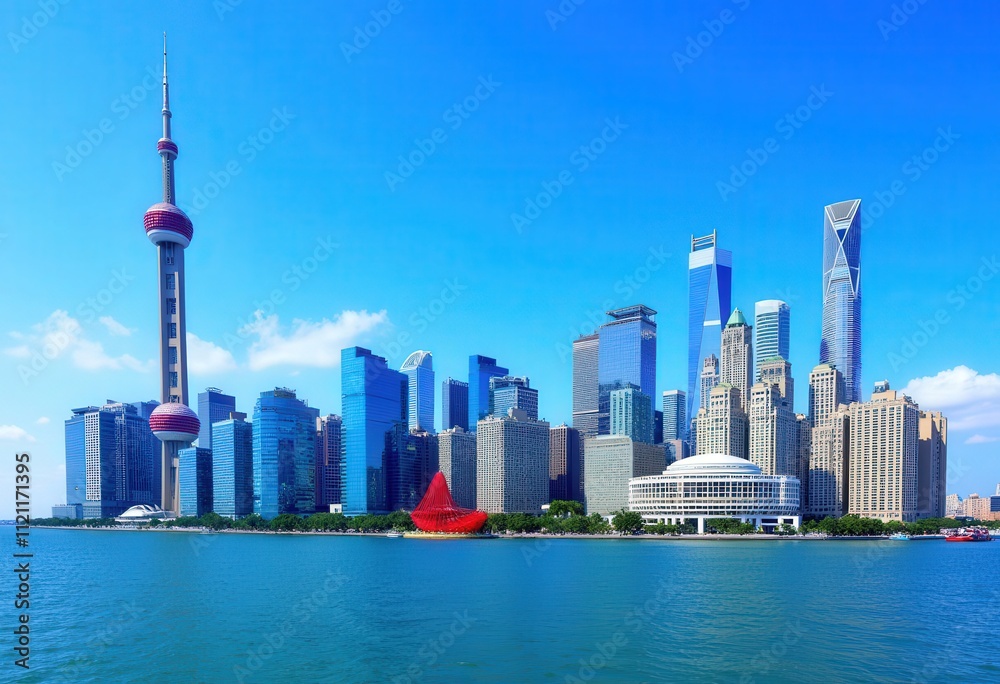 Obraz premium Shanghai Skyline: Modern Architecture and Tower 