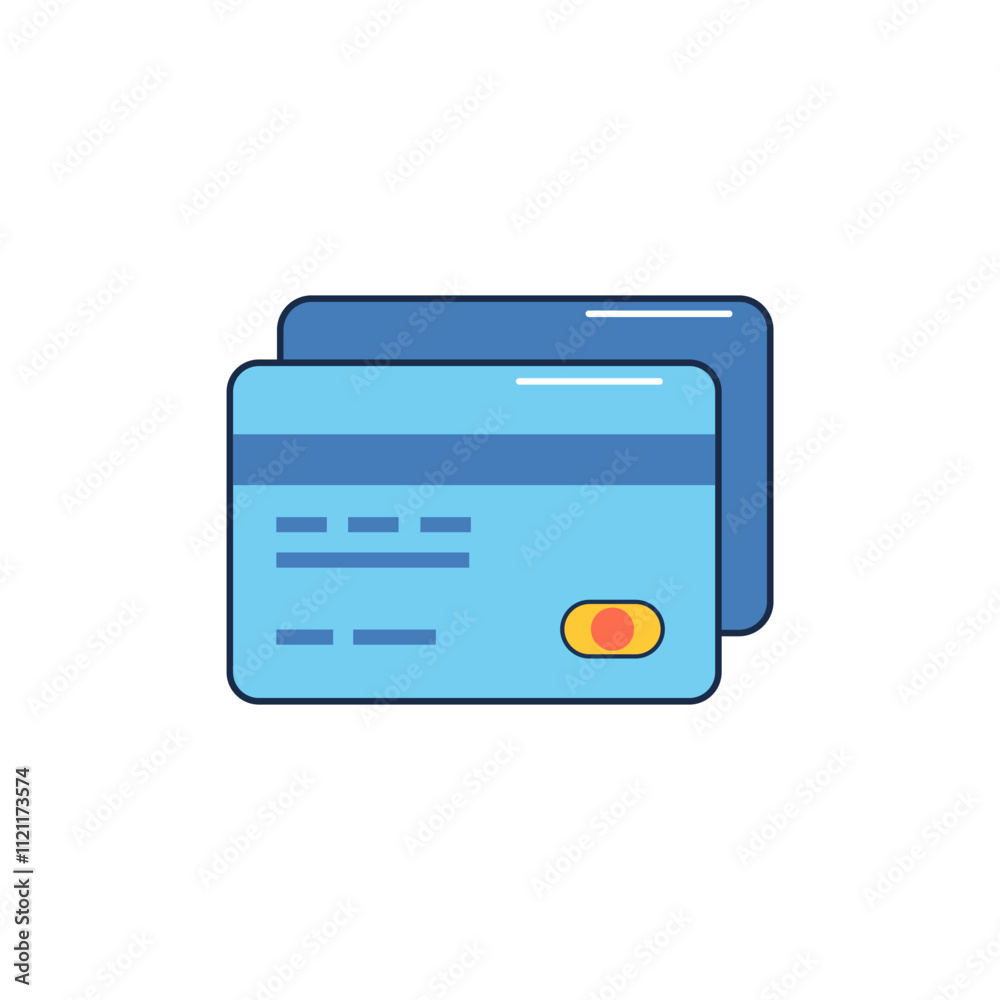 Vector illustration of two payment cards with minimalist design. Blue card with high quality images. Suitable for presentations, articles or graphic design related to finance, banking or e-commerce. Vector illustration of two payment cards with minimalist design. Blue card with high quality images. Suitable for presentations, articles or graphic design related to finance, banking or e-commerce.