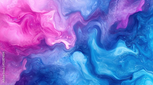 Pink and blue fluid gradient texture with gentle waves, creating a vibrant and dreamy holographic effect