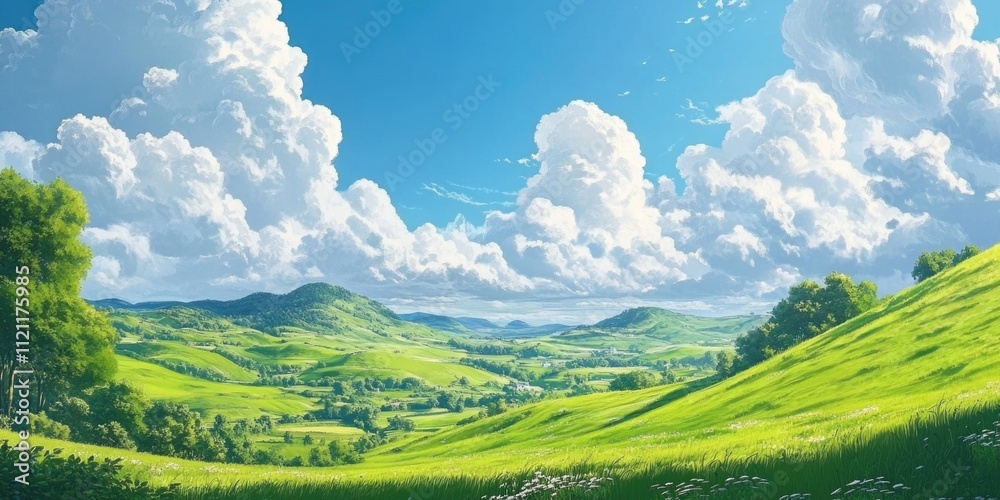 Lush Green Valley with Clouds Lush Green Valley with Clouds