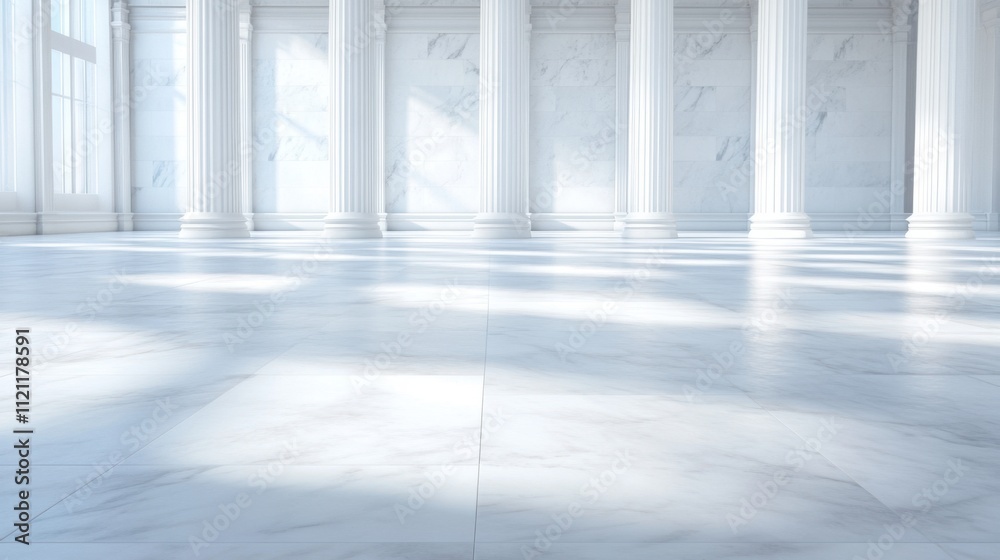 Obraz premium Elegant marble interior with classical columns and bright lighting