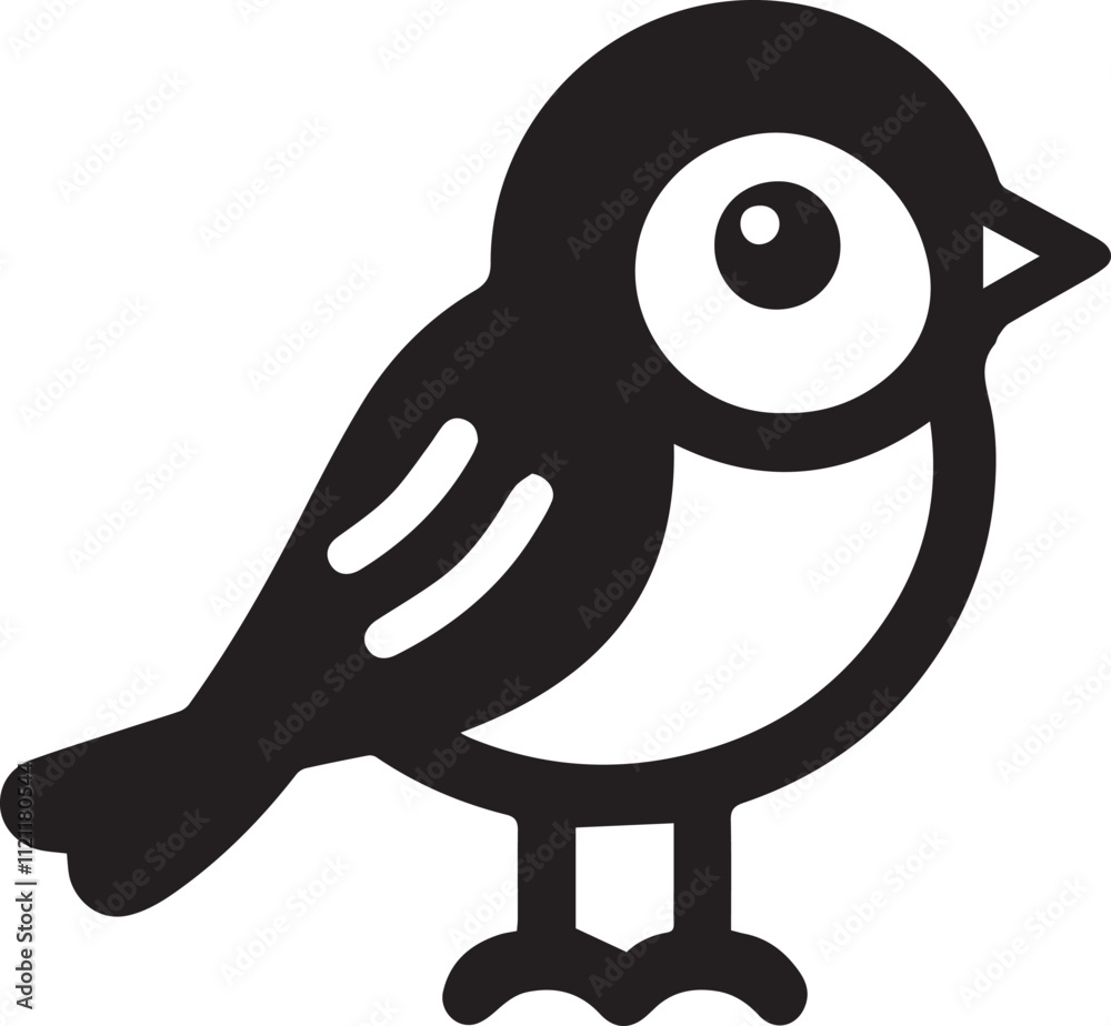 Obraz premium Minimalist black and white bird vector design perfect for logos, illustrations, and creative projects. Clean lines and simple design make it versatile for various digital and print applications.