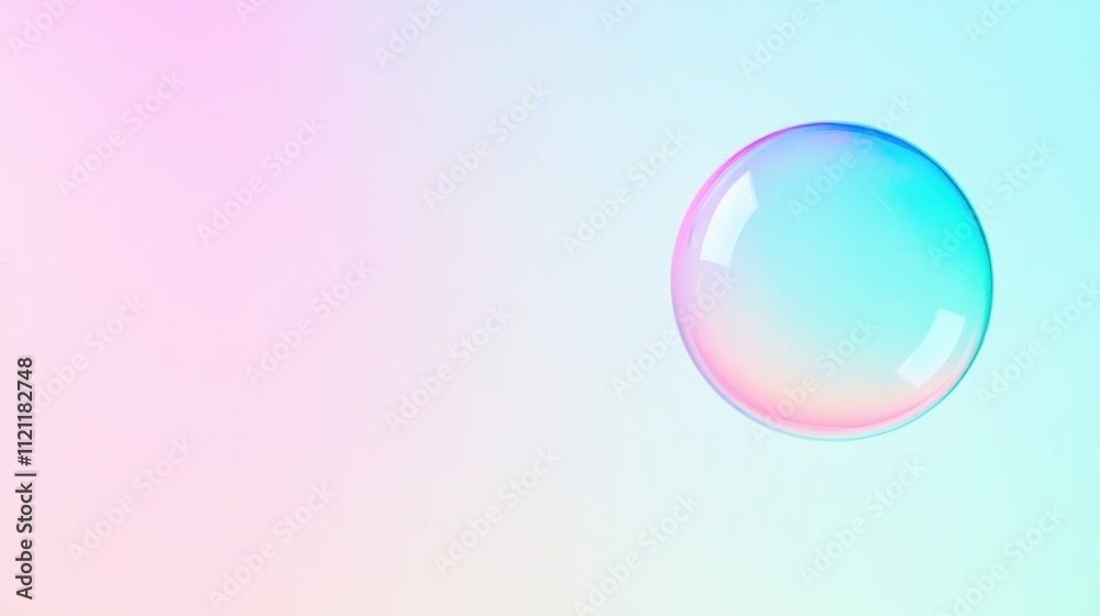 Colorful Soap Bubble on a Soft Pastel Background with Gradient Hues Colorful Soap Bubble on a Soft Pastel Background with Gradient Hues