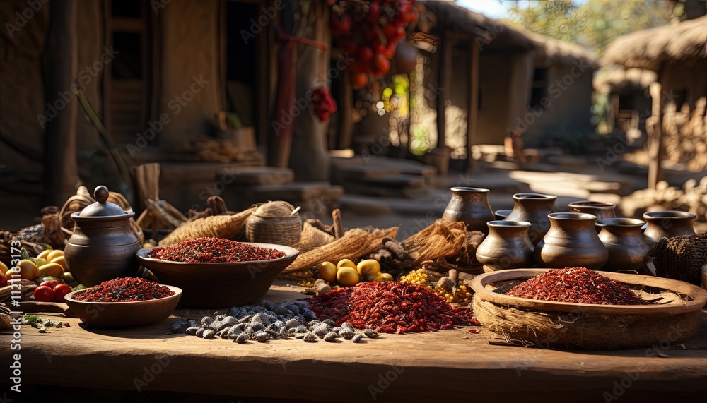 An Ethiopian coffee ceremony in a rustic setting An Ethiopian coffee ceremony in a rustic setting