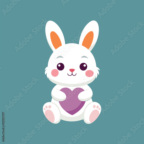 cute bunny holding heart, love expression