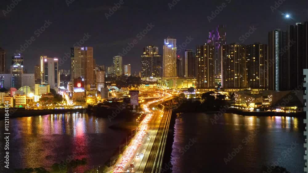 The Johor–Singapore Causeway connects Johor Bahru in Malaysia to Woodlands in Singapore, spanning 1.056 km (0.66 miles) across the Johor Strait. The Johor–Singapore Causeway connects Johor Bahru in Malaysia to Woodlands in Singapore, spanning 1.056 km (0.66 miles) across the Johor Strait.