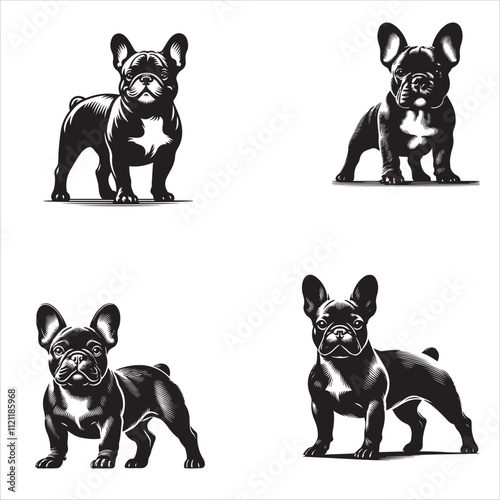 French Bulldog Silhouette – Adorable and Playful Companion Dog Design for Creative Projects