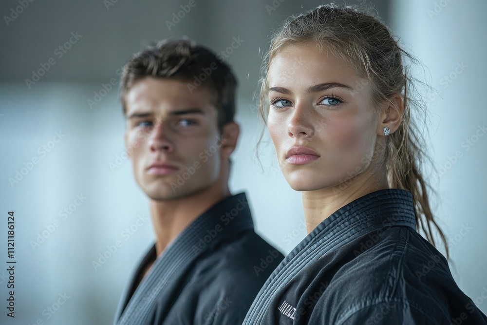 Young martial artists preparing for training at a modern dojo during daylight hours Young martial artists preparing for training at a modern dojo during daylight hours