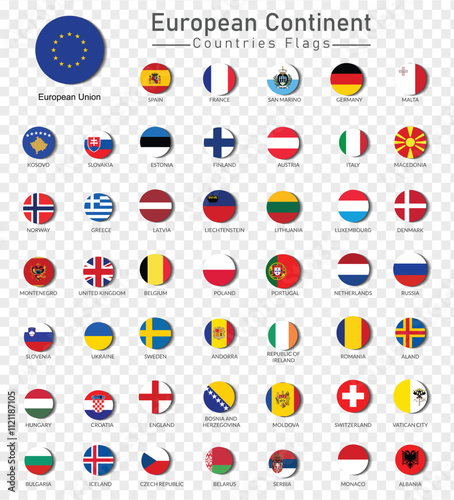 Set of Countries flags of European Continent 