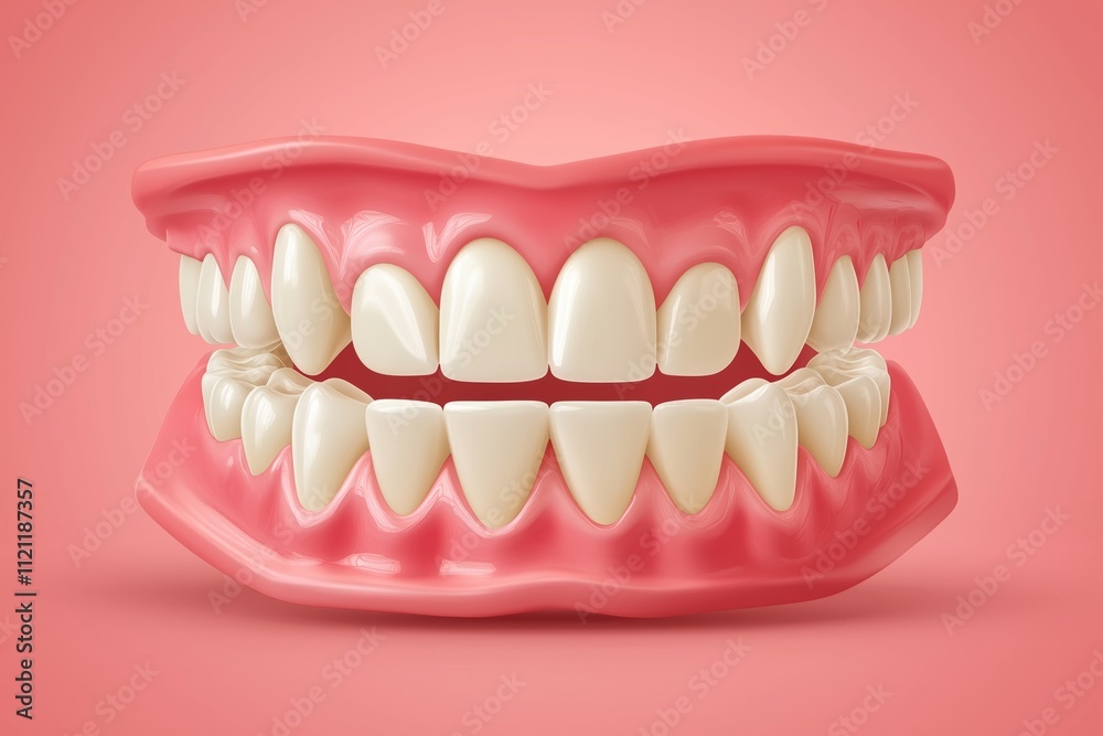 Obraz premium Dental implant and human teeth vector illustration with intricate details