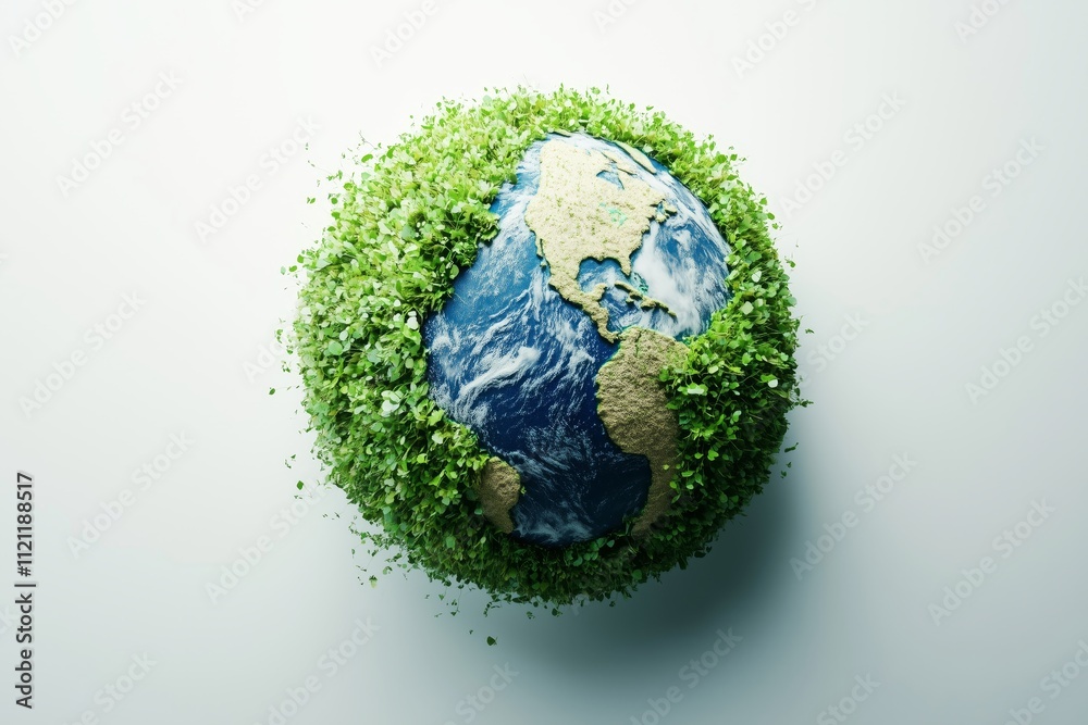 Celebrating Earth Day with a focus on the environment against a white backdrop Celebrating Earth Day with a focus on the environment against a white backdrop