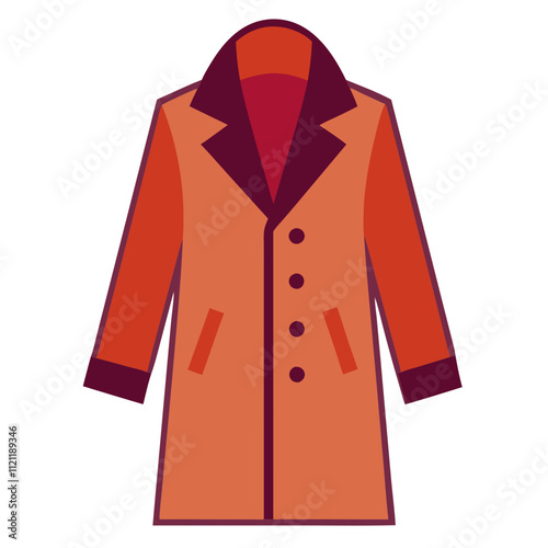 brown coat designed with deep collar and two pockets
