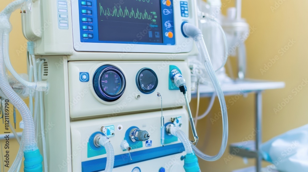 Medical Equipment in Hospital Room with Monitoring Capabilities