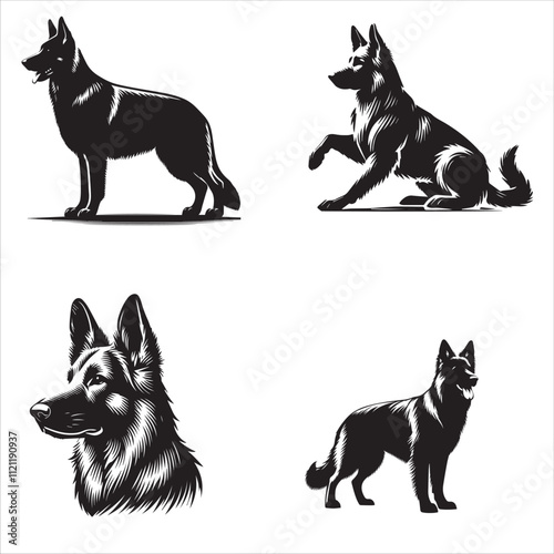 German Shepherd Silhouette – Majestic and Loyal Working Dog Design for Creative Projects