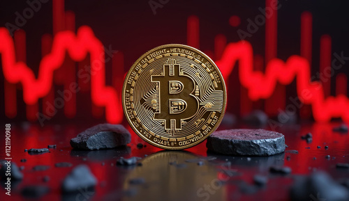 Bitcoin Cryptocurrency. Bearish or Down Trend Market Chart Background