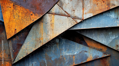 Abstract Rusty Metal Texture with Sharp Angles and Color Variations photo