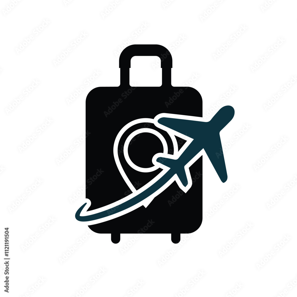 travel icon. suitcase and plane. Vacation vector Contains designs, travel, holidays, summer, holidays, tourism and more. solid design style travel icon. suitcase and plane. Vacation vector Contains designs, travel, holidays, summer, holidays, tourism and more. solid design style