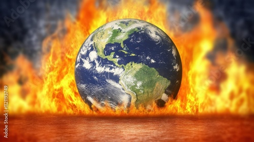 Destructive Forces of Nature Represented by Earth in Flames