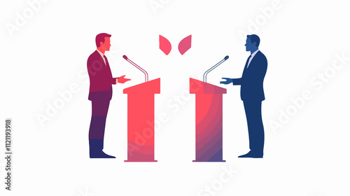 Election Politicians Debate: Faceoff of Two Leaders in Political Campaign photo