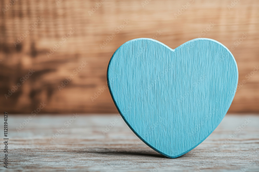 Cute blue wooden heart decoration on a rustic wooden surface, perfect for adding charm to any space. Cute blue wooden heart decoration on a rustic wooden surface, perfect for adding charm to any space.