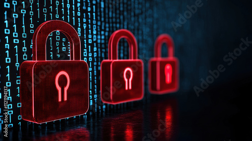 cyber security Digital locks representing cybersecurity concepts and data protection against unauthorized access to information.