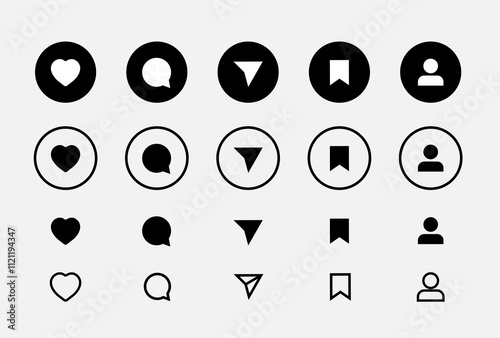 Like comment share and save icon Social media elements