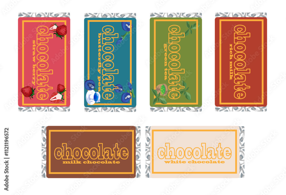 Fototapeta premium 多種多様なフレーバーチョコのパッケージ