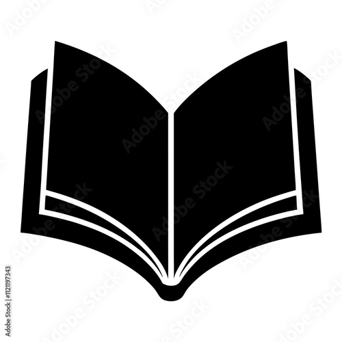 A vintage open book black & white design clipart silhouette and Beautiful open book logo style design vector, Book vector