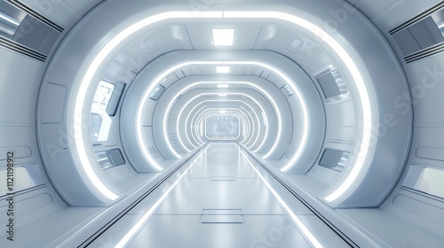 Futuristic tunnel design high-tech environment digital art contemporary style sci-fi conceptualization