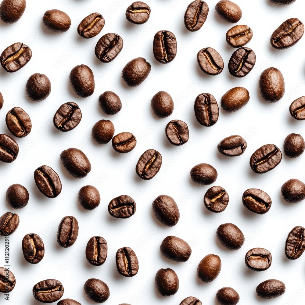 A close up of coffee beans with a white background A close up of coffee beans with a white background