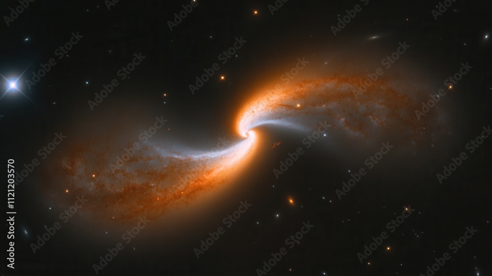 Fototapeta premium Stunning Cosmic Spiral Galaxy with Fiery Orange and Blue Colors