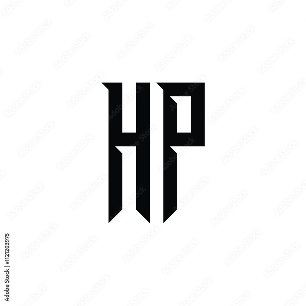 Obraz premium HP monogram logo design letter text name symbol monochrome logotype alphabet character simple logo