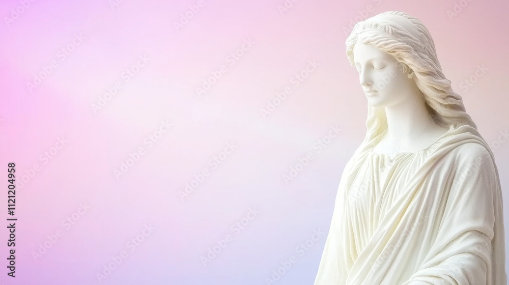 Serene White Statue of a Classical Female Figure with Soft Background Serene White Statue of a Classical Female Figure with Soft Background