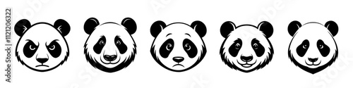 Set of panda face vector illustration, vector eps 10