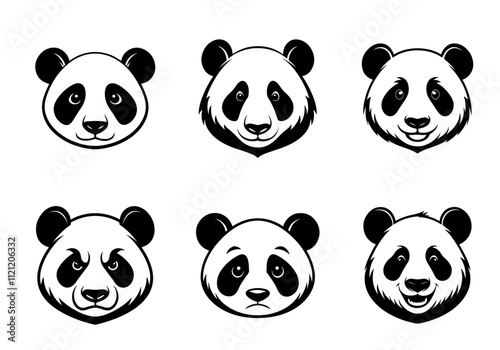 Set of panda face vector illustration, vector eps 10