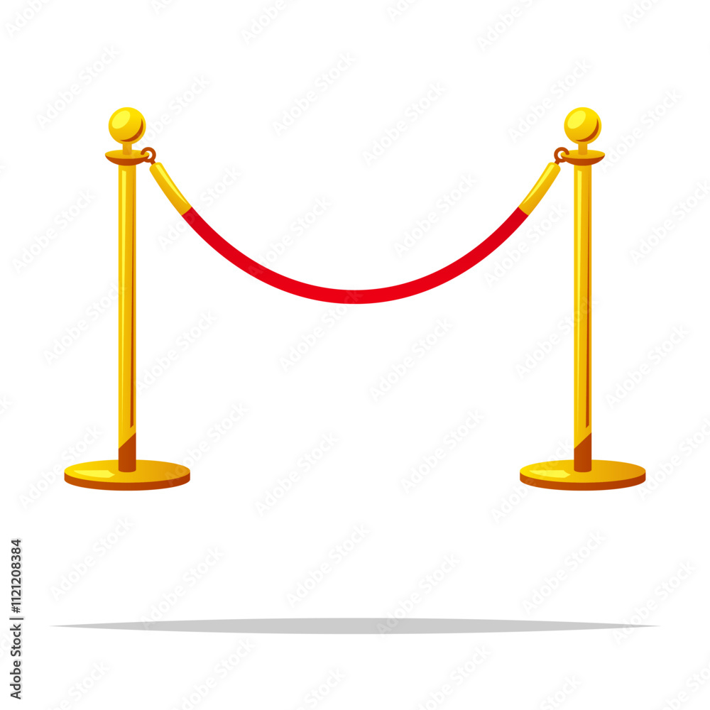 Golden rope barrier vector isolated illustration Golden rope barrier vector isolated illustration
