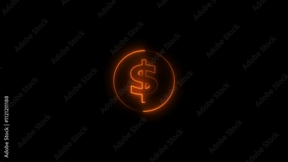 Neon looping light dollar icon enclosed by a circle. neon animation on black screen.Abstract neon Dollar icon conceptual business animation background.Money cash, digital currency market, USDT, bank Neon looping light dollar icon enclosed by a circle. neon animation on black screen.Abstract neon Dollar icon conceptual business animation background.Money cash, digital currency market, USDT, bank