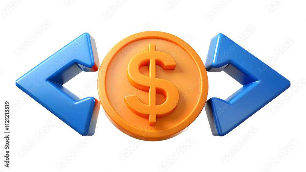 Green earth An isolated icon of two opposing arrows in blue and orange with currency symbols, representing forex trading on a white background Green earth An isolated icon of two opposing arrows in blue and orange with currency symbols, representing forex trading on a white background
