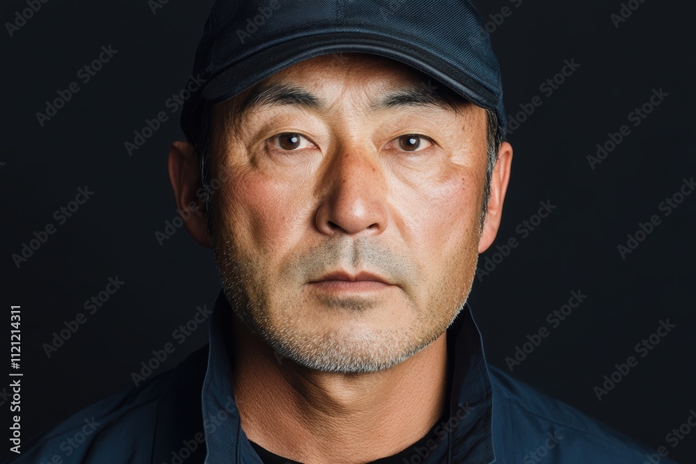 静かな表情を持つ男性のポートレート、暗い背景で撮影された深い目の触れ合い 静かな表情を持つ男性のポートレート、暗い背景で撮影された深い目の触れ合い